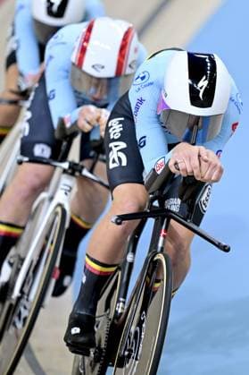 Belgian Lotte Kopecky pictured in action during the women s Team Pursuit qualifications at the first day of the 2026 UEC Track Elite European Championships, in Konya, Turkey, Sunday 01 February 2026. The European Championships take place from 01 to 05 February 2026. DIRKxWAEM  x160234479x
