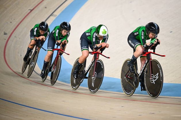 2026 UEC Track Elite European Championships Picture by Olly Hassell SWpix.com - 01 02 2026 - Cycling - 2026 UEC Track Elite European Championships - Konya Velodrome, Konya, Türkiye - Women s Team Pursuit Qualifying - Aoife O™Brien (Ireland), Fiona Mangan (Ireland), Erin Creighton (Ireland), Esther Wong (Ireland) Copyright: x xSWpix.comx(t axPhotographyxHubxLtd)xOllyxHassell SWpix.comx SWP-3177-0091