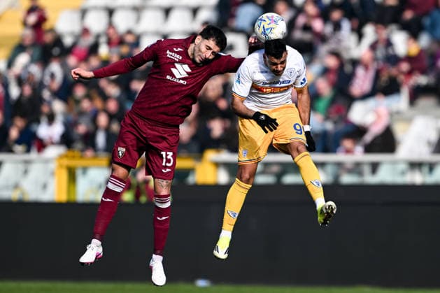 Cm Torino 01 02 2026 - campionato di calcio Serie A Torino-Lecce foto Cristiano Mazzi Image nella foto: Guillermo Maripan-Walid Cheddira 