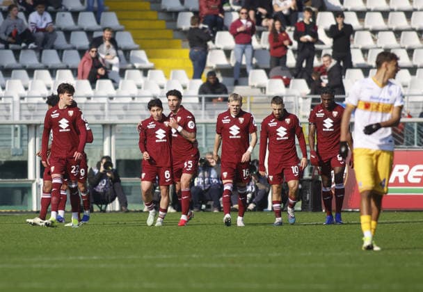 CALCIO - Serie A - Torino FC vs US Lecce Che Adams of Torino FC celebrating with team mates after a goal during the Italian Serie A 2025 26 season football match between Torino FC and US Lecce on 01 February 2026 at Stadio Olimpico Grende Torino ,Turin, Italy. Photo Nderim KACELI Turin Italy  Copyright: xIPAxSport ABACAx