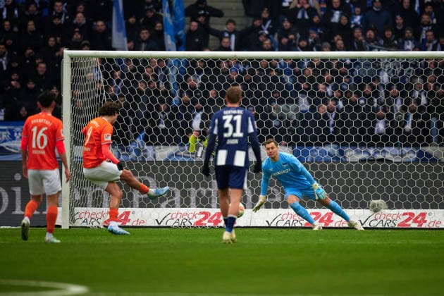 Fraser Hornby SV Darmstadt 98, 09 , Goal 11m, GER, Hertha BSC vs ,SV Darmstadt 98, 2 Bundesliga, Season 2025 2026, 20 Matchday, 01 02 2026 DFL REGULATIONS PROHIBIT ANY USE OF PHOTOGRAPHS AS IMAGE SEQUENCES AND OR QUASI VIDEO GER, Hertha BSC vs ,SV Darmstadt 98, 2 Bundesliga, Season 2025 2026, 20 Matchday, 01 02 2026 Berlin Copyright: xClaudiusxRauch,xEibner-Pressefotox xClaudiusxRauchx EP_CRH