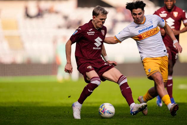 Torino s Marcus Pedersen during the Serie A soccer match between Torino Fc and Lecce at the Stadio Olimpico Grande Torino in Turin, north west Italy - February 1, 2026. - Soccer  Copyright: xFabioxFerrari LaPressex