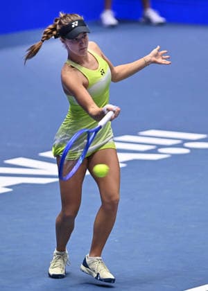 Vendula Valdmanova of Czech Republic returns a ball to Gabriela Knutsonova of Czech Republic during the WTA, Tennis Damen women s tennis tournament Ostrava Open match on February 1, 2026, in Ostrava, Czech Republic. (CTKxPhoto JaroslavxOzana) CTKPhotoP2026020103630  CTKPhotoP2026020103630