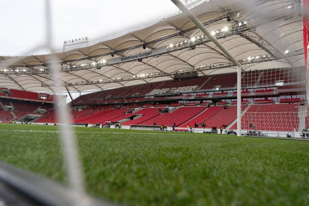 Before the start of the match, Stadium, Main stand, Goal net GER, VfB Stuttgart vs SC Freiburg, Football, Men, 1 Bundesliga, Matchday 20, Season 2025 2026, 01 02 2026, DFL DFB REGULATES PROHIBIT ANY USE OF PHOTOGRAPHS AS IMAGE SEQUENCES AND OR QUASI VIDEO, GER, VfB Stuttgart vs SC Freiburg, Football, Men, 1 Bundesliga, Matchday 20, Season 2025 2026, 01 02 2026 Stuttgart Copyright: xEibner-Pressefoto WolfgangxFrankx EP_WFK