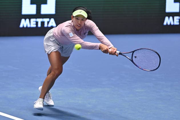 Moyuka Uchijima of Japan returns a ball to Elina Avanesyan of Armenia during the WTA, Tennis Damen women s tennis tournament Ostrava Open match on February 1, 2026, in Ostrava, Czech Republic. (CTKxPhoto JaroslavxOzana) CTKPhotoP2026020103864  CTKPhotoP2026020103864