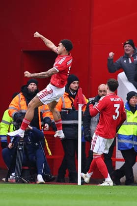 Nottingham Forest v Crystal Palace, Premier League Morgan Gibbs-White of Nottingham Forest celebrates his opening goal during the Nottingham Forest v Crystal Palace Premier League match at the City Ground, West Bridgford, England on 1 February 2026 Credit: Ryan Crockett Every Second Media Editorial use only. All images are copyright Every Second Media Limited. No images may be reproduced without prior permission. All rights reserved. Premier League and Football League images are subject to licensing agreements with Football DataCo Limited. see https: www.football-dataco.com Copyright: xIMAGO EveryxSecondxMediax ESM-1783-0021 RyanxCrockettx xEveryxSecondxMediax