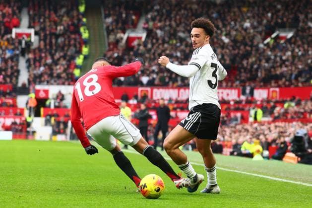 Antonee Robinson of Fulham and Casemiro of Manchester United, ManU Manchester United v Fulham, Premier League, Football, Old Trafford, Manchester, UK - 01 Feb 2026Manchester Old Trafford United Kingdom EDITORIAL USE ONLY No use with unauthorised audio, video, data, fixture lists, club league logos or live services. Online in-match use limited to 120 images, no video emulation. No use in betting, games or single club league player publications. Copyright: xPaulxCurrie Shutterstockx 16496861cq
