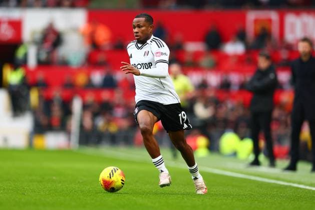 Samuel Chukwueze of Fulham Manchester United, ManU v Fulham, Premier League, Football, Old Trafford, Manchester, UK - 01 Feb 2026Manchester Old Trafford United Kingdom EDITORIAL USE ONLY No use with unauthorised audio, video, data, fixture lists, club league logos or live services. Online in-match use limited to 120 images, no video emulation. No use in betting, games or single club league player publications. Copyright: xPaulxCurrie Shutterstockx 16496861cx