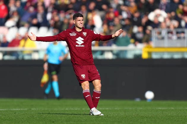 Matteo Prati (Torino Fc) gestures, Serie A, Torino FC v US Lecce , Olimpico, February 1, 2026, Turin, Italy.