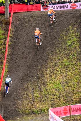UCI World Championships 2026 Hulst HULST, THE NETHERLANDS - FEBRUARY 01 : Van Der Poel Mathieu (Ned), Del Grosso Tibor (Ned), Nys Thibau (Bel) Illustration picture during the 2026 UCI Cyclo-Cross World Championships for Men Elite on February 01, 2026 in Hulst, The Netherlands, 01 02 2026 Hulst The Netherlands  Copyright: xNicoxVereeckenx
