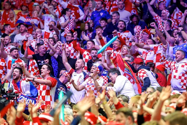 01 02 2026, Handball, Men s EHF EURO 2026, Iceland Croatia, Jyske Bank Boxen in Herning, Denmark, Placement Match 3 4 Croatian fans cheer on their team Denmark