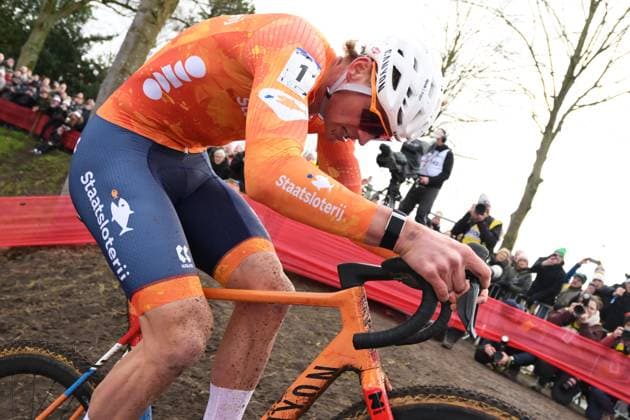 Dutch Mathieu van der Poel pictured in action during the men elite race at UCI Cyclocross World Championships, on Sunday 01 February 2026, in Hulst, The Netherlands. DAVIDxPINTENS  x160249108x