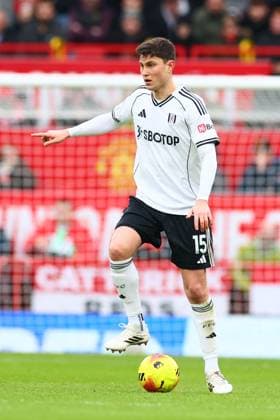 Jorge Cuenca of Fulham Manchester United, ManU v Fulham, Premier League, Football, Old Trafford, Manchester, UK - 01 Feb 2026Manchester Old Trafford United Kingdom EDITORIAL USE ONLY No use with unauthorised audio, video, data, fixture lists, club league logos or live services. Online in-match use limited to 120 images, no video emulation. No use in betting, games or single club league player publications. Copyright: xPaulxCurrie Shutterstockx 16496861dn