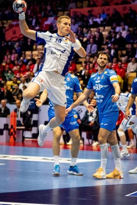 HERNING, DENMARK - FEBRUARY 1: Ellidi Vidarsson (Iceland, 18) in attack during the EHF EURO 2026 Placement match 3 4 between Iceland vs Croatia at Jyske Bank Boxen Arena on February 1, 2026 in Herning, Denmark. Midtjylland Denmark Copyright: xMarioxM.xKobergx