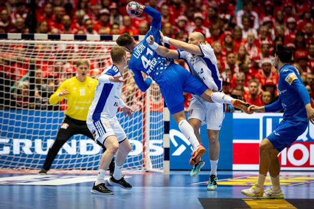 HERNING, DENMARK - FEBRUARY 1: Tin Lucin (Croatia, 41) in attack during the EHF EURO 2026 Placement match 3 4 between Iceland vs Croatia at Jyske Bank Boxen Arena on February 1, 2026 in Herning, Denmark. Midtjylland Denmark Copyright: xMarioxM.xKobergx