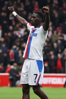 Nottingham Forest v Crystal Palace, Premier League Ismaila Sarr of Crystal Palace celebrates his goal making it 1-1 during the Nottingham Forest v Crystal Palace Premier League match at the City Ground, West Bridgford, England on 1 February 2026 Credit: Ryan Crockett Every Second Media Editorial use only. All images are copyright Every Second Media Limited. No images may be reproduced without prior permission. All rights reserved. Premier League and Football League images are subject to licensing agreements with Football DataCo Limited. see https: www.football-dataco.com Copyright: xIMAGO EveryxSecondxMediax ESM-1783-0050 RyanxCrockettx xEveryxSecondxMediax