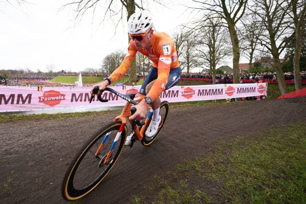 Dutch Mathieu van der Poel pictured in action during the men elite race at UCI Cyclocross World Championships, on Sunday 01 February 2026, in Hulst, The Netherlands. DAVIDxPINTENS  x160251867x