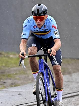 Belgian Thibau Nys pictured in action during the men elite race at UCI Cyclocross World Championships, on Sunday 01 February 2026, in Hulst, The Netherlands. ERICxLALMAND  x160252911x