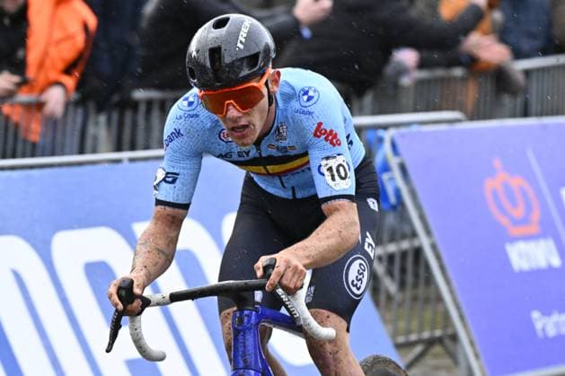 Belgian Thibau Nys pictured in action during the men elite race at UCI Cyclocross World Championships, on Sunday 01 February 2026, in Hulst, The Netherlands. ERICxLALMAND  x160252950x