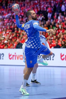 01 02 2026, Handball, Men s EHF EURO 2026, Iceland Croatia, Jyske Bank Boxen in Herning, Denmark, Placement Match 3 4 Mario Sostaric Croatia 06 Denmark