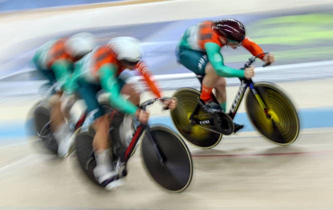 2026 UEC European Track cycling, Rad, Radsport, Bahnrad, Bahn Championships kick off in Konya KONYA, TURKIYE - FEBRUARY 1: Competitors race in the opening elimination events of the 2026 UEC European Track Cycling Championships, organized in cooperation with the Turkish Cycling Federation and the European Cycling Union (UEC), at the Konya Olympic Velodrome in Konya, Turkiye on February 1, 2026. Elimination races were held in both women s and men s categories during the morning session as the championship officially got underway. Serhat Cetinkaya Anadolu Konya Turkey. Editorial use only. Please get in touch for any other usage.  Copyright: x2026xAnadoluxSerhatxCetinkayax