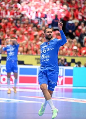 Herning, Denmark, 010226. Jyske Bank Boxen Hall. Third place match of the European Handball Championship, Iceland - Croatia. In the photo: Mario Sostaric. Photo: Ante Cizmic CROPIX Hrvatska Copyright: xxAntexCizmicx island_hrvatska9-010226
