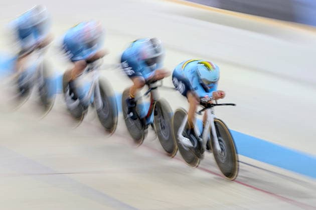 2026 UEC European Track cycling, Rad, Radsport, Bahnrad, Bahn Championships kick off in Konya KONYA, TURKIYE - FEBRUARY 1: Competitors race in the opening elimination events of the 2026 UEC European Track Cycling Championships, organized in cooperation with the Turkish Cycling Federation and the European Cycling Union (UEC), at the Konya Olympic Velodrome in Konya, Turkiye on February 1, 2026. Elimination races were held in both women s and men s categories during the morning session as the championship officially got underway. Serhat Cetinkaya Anadolu Konya Turkey. Editorial use only. Please get in touch for any other usage.  Copyright: x2026xAnadoluxSerhatxCetinkayax