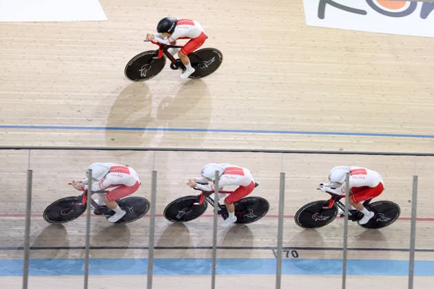 2026 UEC European Track cycling, Rad, Radsport, Bahnrad, Bahn Championships kick off in Konya KONYA, TURKIYE - FEBRUARY 1: Competitors race in the opening elimination events of the 2026 UEC European Track Cycling Championships, organized in cooperation with the Turkish Cycling Federation and the European Cycling Union (UEC), at the Konya Olympic Velodrome in Konya, Turkiye on February 1, 2026. Elimination races were held in both women s and men s categories during the morning session as the championship officially got underway. Serhat Cetinkaya Anadolu Konya Turkey. Editorial use only. Please get in touch for any other usage.  Copyright: x2026xAnadoluxSerhatxCetinkayax