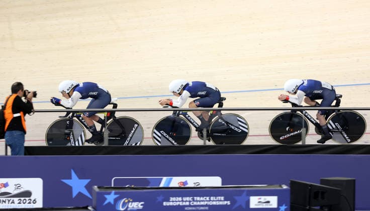 2026 UEC European Track cycling, Rad, Radsport, Bahnrad, Bahn Championships kick off in Konya KONYA, TURKIYE - FEBRUARY 1: Competitors race in the opening elimination events of the 2026 UEC European Track Cycling Championships, organized in cooperation with the Turkish Cycling Federation and the European Cycling Union (UEC), at the Konya Olympic Velodrome in Konya, Turkiye on February 1, 2026. Elimination races were held in both women s and men s categories during the morning session as the championship officially got underway. Serhat Cetinkaya Anadolu Konya Turkey. Editorial use only. Please get in touch for any other usage.  Copyright: x2026xAnadoluxSerhatxCetinkayax