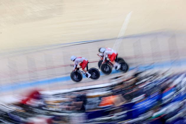 2026 UEC European Track cycling, Rad, Radsport, Bahnrad, Bahn Championships kick off in Konya KONYA, TURKIYE - FEBRUARY 1: Competitors race in the opening elimination events of the 2026 UEC European Track Cycling Championships, organized in cooperation with the Turkish Cycling Federation and the European Cycling Union (UEC), at the Konya Olympic Velodrome in Konya, Turkiye on February 1, 2026. Elimination races were held in both women s and men s categories during the morning session as the championship officially got underway. Serhat Cetinkaya Anadolu Konya Turkey. Editorial use only. Please get in touch for any other usage.  Copyright: x2026xAnadoluxSerhatxCetinkayax