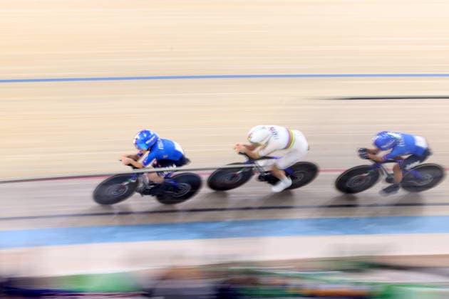 2026 UEC European Track cycling, Rad, Radsport, Bahnrad, Bahn Championships kick off in Konya KONYA, TURKIYE - FEBRUARY 1: Competitors race in the opening elimination events of the 2026 UEC European Track Cycling Championships, organized in cooperation with the Turkish Cycling Federation and the European Cycling Union (UEC), at the Konya Olympic Velodrome in Konya, Turkiye on February 1, 2026. Elimination races were held in both women s and men s categories during the morning session as the championship officially got underway. Serhat Cetinkaya Anadolu Konya Turkey. Editorial use only. Please get in touch for any other usage.  Copyright: x2026xAnadoluxSerhatxCetinkayax