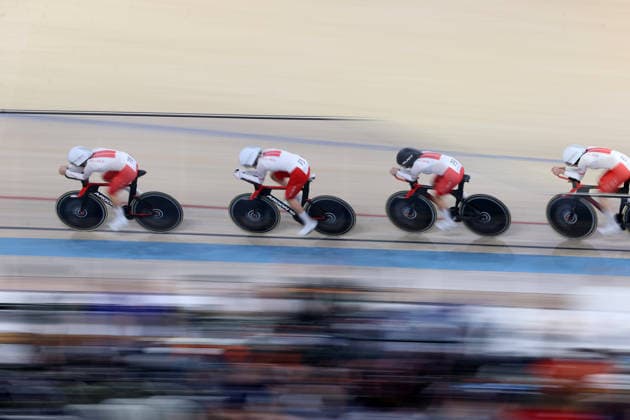 2026 UEC European Track cycling, Rad, Radsport, Bahnrad, Bahn Championships kick off in Konya KONYA, TURKIYE - FEBRUARY 1: Competitors race in the opening elimination events of the 2026 UEC European Track Cycling Championships, organized in cooperation with the Turkish Cycling Federation and the European Cycling Union (UEC), at the Konya Olympic Velodrome in Konya, Turkiye on February 1, 2026. Elimination races were held in both women s and men s categories during the morning session as the championship officially got underway. Serhat Cetinkaya Anadolu Konya Turkey. Editorial use only. Please get in touch for any other usage.  Copyright: x2026xAnadoluxSerhatxCetinkayax