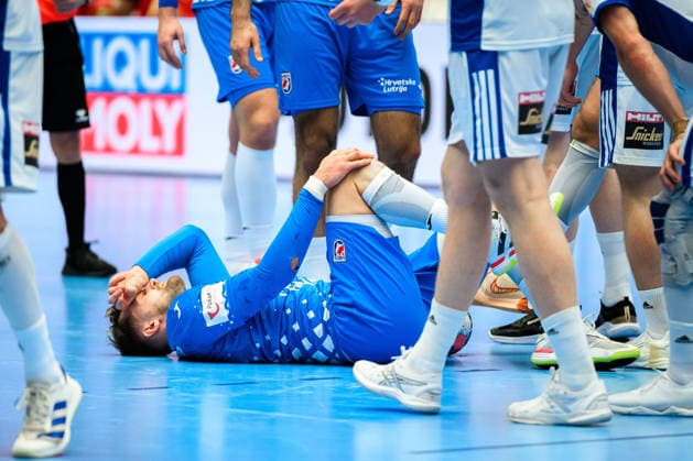 Herning Handball EM 2026 Match 3rd place Iceland Croatia Luka Cindric Croatia Injured Injury Pain Herning Jyske Bank Boxing Denmark