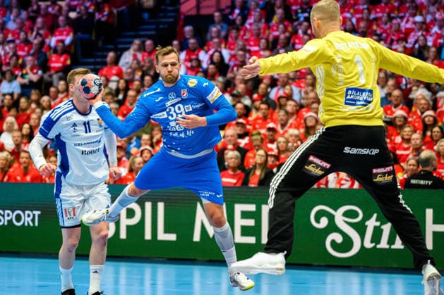 Herning Handball EM 2026 Match 3rd place Iceland Croatia David Mandic Croatia , Icelands Bjoergvin Gustavsson Herning Jyske Bank Boxen Denmark