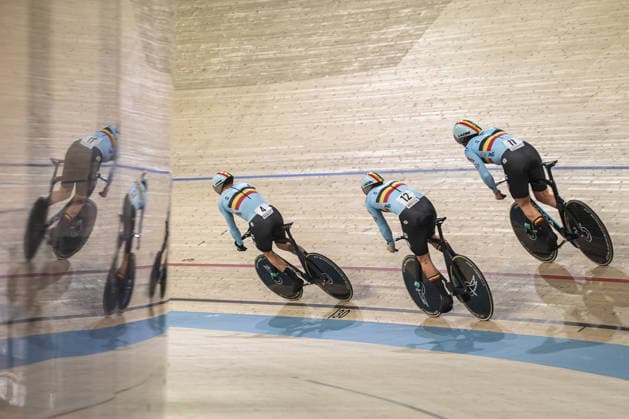 2026 UEC European Track cycling, Rad, Radsport, Bahnrad, Bahn Championships kick off in Konya KONYA, TURKIYE - FEBRUARY 1: Athletes compete qualifying sprint for men during 2026 UEC Track Cycling European Championships, organized in collaboration between the Turkish Cycling Federation and the European Cycling Union (UEC), in Konya, Turkiye on February 1, 2026. Dilara Irem Sancar Anadolu Konya Turkey. Editorial use only. Please get in touch for any other usage.  Copyright: x2026xAnadoluxDilaraxIremxSancarx