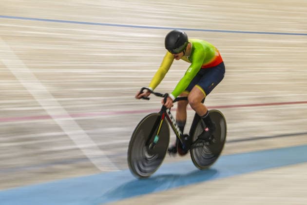 2026 UEC European Track cycling, Rad, Radsport, Bahnrad, Bahn Championships kick off in Konya KONYA, TURKIYE - FEBRUARY 1: Athletes compete qualifying sprint for men during 2026 UEC Track Cycling European Championships, organized in collaboration between the Turkish Cycling Federation and the European Cycling Union (UEC), in Konya, Turkiye on February 1, 2026. Dilara Irem Sancar Anadolu Konya Turkey. Editorial use only. Please get in touch for any other usage.  Copyright: x2026xAnadoluxDilaraxIremxSancarx