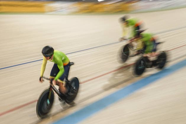 2026 UEC European Track cycling, Rad, Radsport, Bahnrad, Bahn Championships kick off in Konya KONYA, TURKIYE - FEBRUARY 1: Athletes compete qualifying sprint for men during 2026 UEC Track Cycling European Championships, organized in collaboration between the Turkish Cycling Federation and the European Cycling Union (UEC), in Konya, Turkiye on February 1, 2026. Dilara Irem Sancar Anadolu Konya Turkey. Editorial use only. Please get in touch for any other usage.  Copyright: x2026xAnadoluxDilaraxIremxSancarx