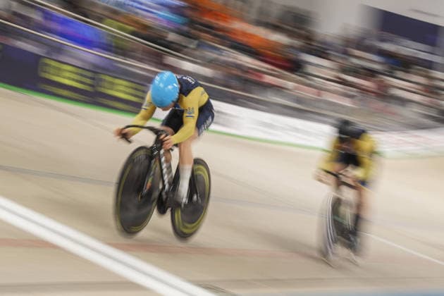 2026 UEC European Track cycling, Rad, Radsport, Bahnrad, Bahn Championships kick off in Konya KONYA, TURKIYE - FEBRUARY 1: Athletes compete qualifying sprint for men during 2026 UEC Track Cycling European Championships, organized in collaboration between the Turkish Cycling Federation and the European Cycling Union (UEC), in Konya, Turkiye on February 1, 2026. Dilara Irem Sancar Anadolu Konya Turkey. Editorial use only. Please get in touch for any other usage.  Copyright: x2026xAnadoluxDilaraxIremxSancarx