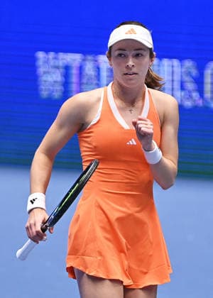 Katie Volynets of USA reacts during the WTA, Tennis Damen women s tennis tournament Ostrava Open match against Linda Klimovicova of Poland on February 1, 2026, in Ostrava, Czech Republic. (CTKxPhoto JaroslavxOzana) CTKPhotoP2026020104428  CTKPhotoP2026020104428