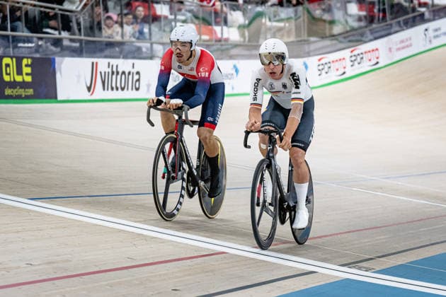 TEUTENBERG Tim Torn, YILMAZ Ramazan UEC Track Cycling European Championships Konya 2026 TEUTENBERG Tim Torn GER Germany YILMAZ Ramazan TUR Turkiye Landscape horizontal Landscape Event Event UEC Track Cycling European Championships 2026 Category Category Cycling Track Cycling European Championships Location Location Asia Turkey Konya Discipline Qualification for Elimination Race Category Elite Men Distance m Date Date 01 02 2026 Sunday Day 1