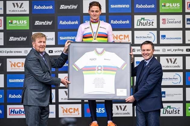 UCI World Championships 2026 Hulst HULST, THE NETHERLANDS - FEBRUARY 01 : His Highness Willem-Alexander, King of the Netherlands and Van Der Poel Mathieu (Ned) on the podium during the 2026 UCI Cyclo-Cross World Championships for Men Elite on February 01, 2026 in Hulst, The Netherlands, 01 02 2026 Hulst The Netherlands  Copyright: xNicoxVereeckenx