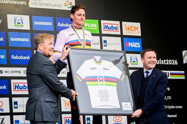 UCI World Championships 2026 Hulst HULST, THE NETHERLANDS - FEBRUARY 01 : His Higness King Willem-Alexander, King of The Netherlands, Van Der Poel Mathieu (Ned) on the podium during the 2026 UCI Cyclo-Cross World Championships for Women Under 23 on February 01, 2026 in Hulst, The Netherlands, 01 02 2026 Hulst The Netherlands  Copyright: xPeterxDexVoechtx