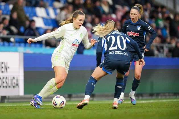 Soccer Google Pixel Women Bundesliga, Matchday 16, TSG Hoffenheim SV Werder Bremen on 01 02 2026 in Hoffenheim Dietmar Hopp Stadion , Germany, Season 2025 2026 DFB DFL REGULATIONS PROHIBIT ANY USE OF PHOTOGRAPHS as IMAGE SEQUENCES and or QUASI VIDEO Alber, Mara 37,SVW in duel with Gloning, Laura 20,TSG Hoffenheim Dietmar Hopp Stadion Germany Copyright: xChristophxKinzingerx