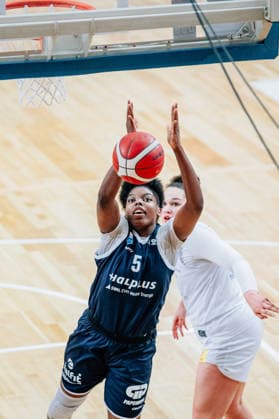 BB 1BL Women Syntainics MBC Lions Eisvoegel USC Freiburg Khalis Cain GISA Lions MBC during the 2025 2026 season in the DBBL Toyota Bundesliga Syntainics MBC Lions and Eisvoegel USC Freiburg at the SWH Arena on February 1, 2026 in Halle Saale, Sachsen Anhalt, Germany