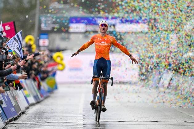 UCI World Championships 2026 Hulst HULST, THE NETHERLANDS - FEBRUARY 01 : Van Der Poel Mathieu (Ned) celebrating his victory during the 2026 UCI Cyclo-Cross World Championships for Men Elite on February 01, 2026 in Hulst, The Netherlands, 01 02 2026 Hulst The Netherlands  Copyright: xNicoxVereeckenx