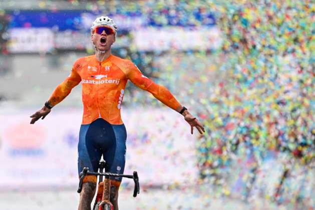 UCI World Championships 2026 Hulst HULST, THE NETHERLANDS - FEBRUARY 01 : Van Der Poel Mathieu (Ned) celebrating his victory during the 2026 UCI Cyclo-Cross World Championships for Men Elite on February 01, 2026 in Hulst, The Netherlands, 01 02 2026 Hulst The Netherlands  Copyright: xNicoxVereeckenx