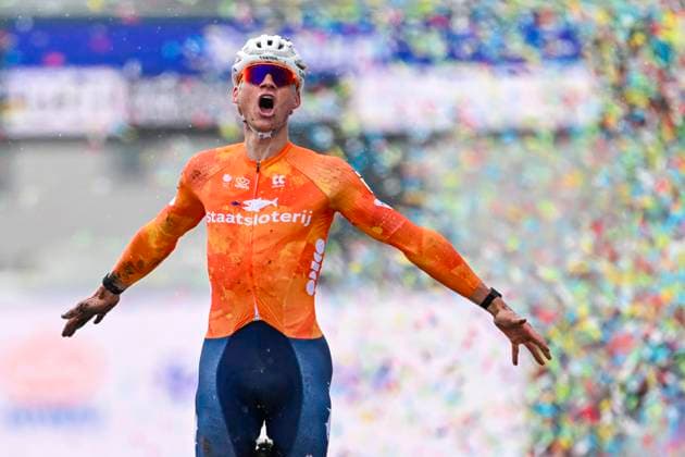 UCI World Championships 2026 Hulst HULST, THE NETHERLANDS - FEBRUARY 01 : Van Der Poel Mathieu (Ned) celebrating his victory during the 2026 UCI Cyclo-Cross World Championships for Men Elite on February 01, 2026 in Hulst, The Netherlands, 01 02 2026 Hulst The Netherlands  Copyright: xNicoxVereeckenx