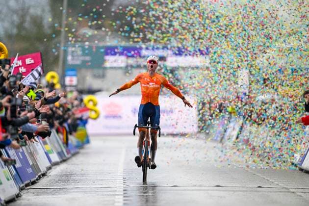 UCI World Championships 2026 Hulst HULST, THE NETHERLANDS - FEBRUARY 01 : Van Der Poel Mathieu (Ned) celebrating his victory during the 2026 UCI Cyclo-Cross World Championships for Men Elite on February 01, 2026 in Hulst, The Netherlands, 01 02 2026 Hulst The Netherlands  Copyright: xNicoxVereeckenx