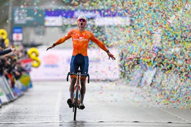 UCI World Championships 2026 Hulst HULST, THE NETHERLANDS - FEBRUARY 01 : Van Der Poel Mathieu (Ned) celebrating his victory during the 2026 UCI Cyclo-Cross World Championships for Men Elite on February 01, 2026 in Hulst, The Netherlands, 01 02 2026 Hulst The Netherlands  Copyright: xNicoxVereeckenx