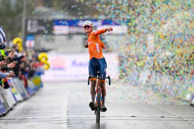 UCI World Championships 2026 Hulst HULST, THE NETHERLANDS - FEBRUARY 01 : Van Der Poel Mathieu (Ned) celebrating his victory during the 2026 UCI Cyclo-Cross World Championships for Men Elite on February 01, 2026 in Hulst, The Netherlands, 01 02 2026 Hulst The Netherlands  Copyright: xNicoxVereeckenx